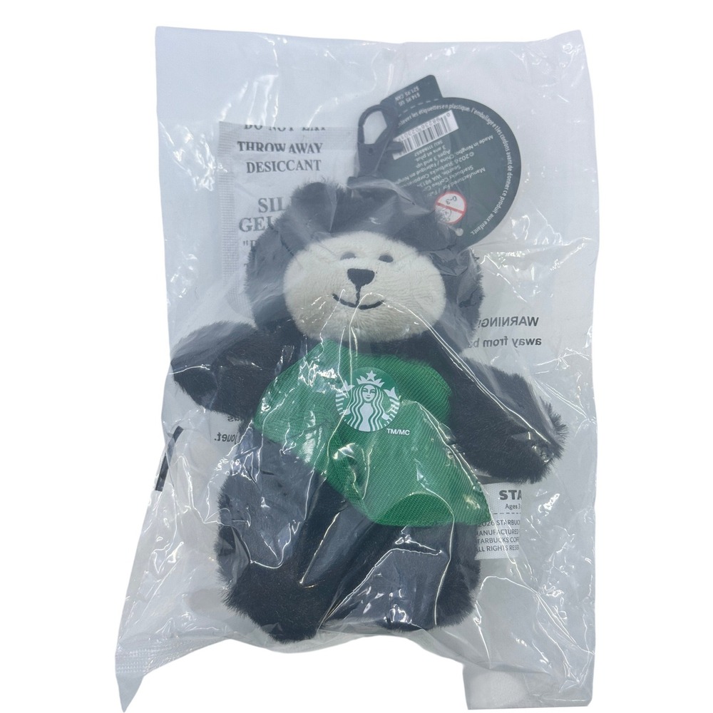 Starbucks Bearista Keychain 2026 Limited Edition Black Plush Bear Green Apron